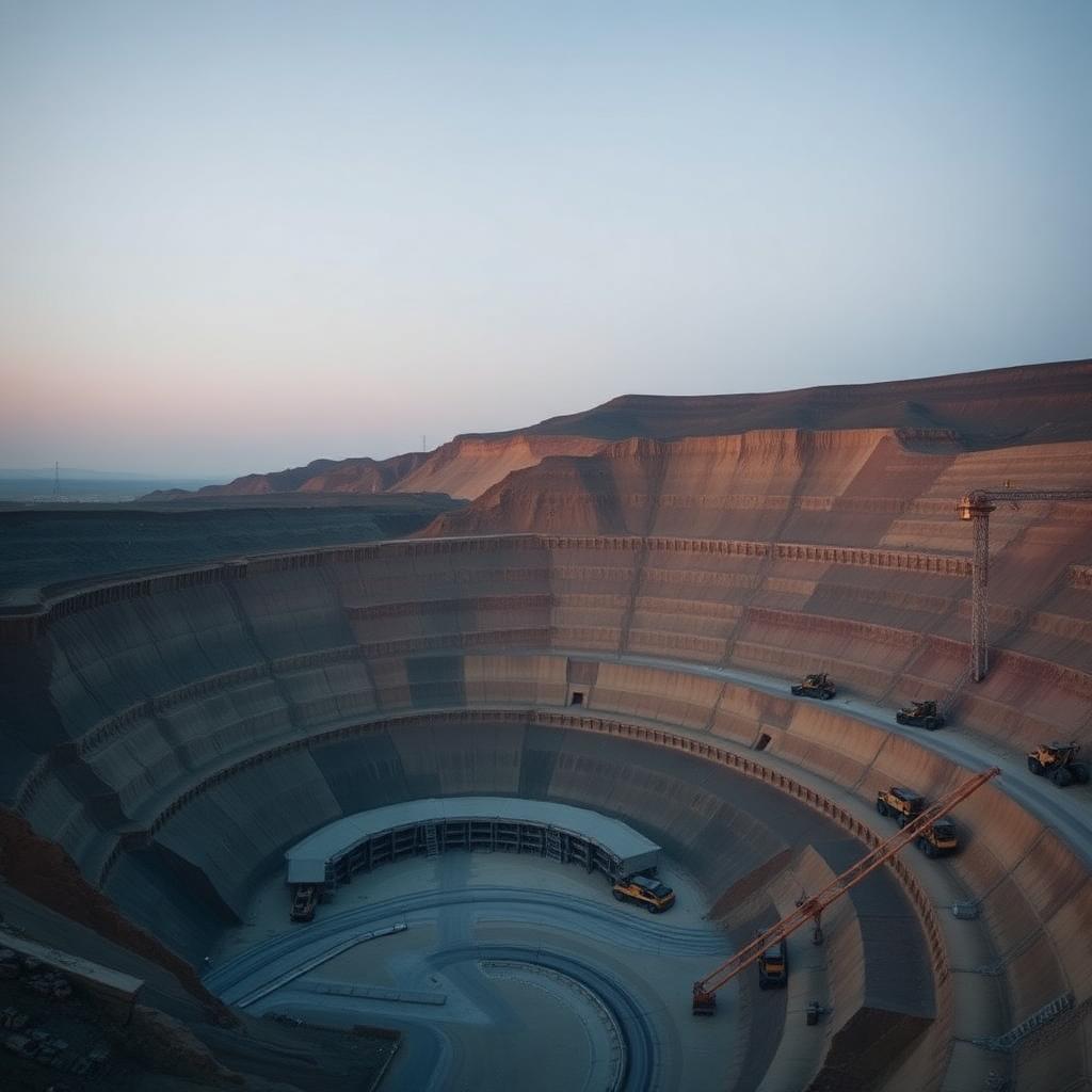 Aerial view of an open-pit mine
